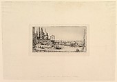 Passerelle du Pont-au-Change, après l'incendie de 1621 (The Footbridge temporarily replacing the Pont-au-Change, Paris, after the fire of 1621), Charles Meryon  French, Etching