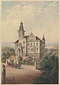 View of a Swiss Villa, Rudolf von Alt  Austrian, Pen and ink with watercolor over graphite; framing lines in graphite