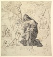 The Holy Family with Saint Anne and Saint John in a classical landscape; verso: The Holy Family with Saint Anne and Saint John, Karl Joseph Aloys Agricola (Austrian, Bad Säckingen 1779–1852 Vienna), Pen and black and brown ink; verso: pen and black ink, over a sketch in graphite
