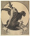Study for a Bookplate with St. George Rescuing a Maiden from a Dragon, Franz von Bayros (Austrian, Zagreb 1866–1924 Vienna), Pen and black ink, brush and gray and black wash, over black chalk