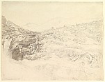Landscape Near Tivoli, Carl Ludwig Frommel German, Graphite, pen and black ink, brush and brown wash