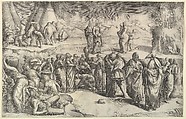 The Israelites Gathering Manna, Battista Franco  Italian, Etching and engraving, second state of two