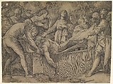 The Entombment, Battista Franco  Italian, Engraving; first state of two (undescribed)