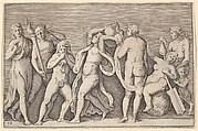 Bacchanale with Eight Figures, from "Ex Antiquis Cameorum et Gemmae Delineata/ Liber Secundus/et ab Enea Vico Parmen Incis", Anonymous, Italian, 16th century  Italian, Engraving; third state