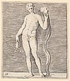 Man with Crayfish and Urn of Water, from "Ex Antiquis Cameorum et Gemmae Delineata/ Liber Secundus/et ab Enea Vico Parmen Incis", Anonymous, Italian, 16th century  Italian, Engraving; third state