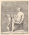 Figure with Pig and Serpent, from "Ex Antiquis Cameorum et Gemmae Delineata/ Liber Secundus/et ab Enea Vico Parmen Incis", Anonymous, Italian, 16th century  Italian, Engraving; third state