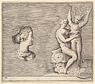Head of Woman in Profile; Apollo and Daphne, from "Ex Antiquis Cameorum et Gemmae Delineata/ Liber Secundus/et ab Enea Vico Parmen Incis", Anonymous, Italian, 16th century  Italian, Engraving; third state