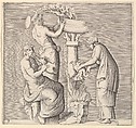 Sacrifice of a Swan, from "Ex Antiquis Cameorum et Gemmae Delineata/ Liber Secundus/et ab Enea Vico Parmen Incis", Anonymous, Italian, 16th century  Italian, Engraving; third state