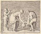 A Woman Collecting Blood from a Sheep, from "Ex Antiquis Cameorum et Gemmae Delineata/ Liber Secundus/et ab Enea Vico Parmen Incis", Anonymous, Italian, 16th century  Italian, Engraving; third state