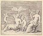 Two Women and Two Cupids, from "Ex Antiquis Cameorum et Gemmae Delineata/ Liber Secundus/et ab Enea Vico Parmen Incis", Anonymous, Italian, 16th century  Italian, Engraving; third state