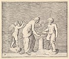 A Woman and Man Sacrificing in the Presence of Cupid, from "Ex Antiquis Cameorum et Gemmae Delineata/ Liber Secundus/et ab Enea Vico Parmen Incis", Anonymous, Italian, 16th century  Italian, Engraving; third state