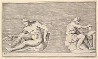 Man with Wing; Man with Vase and Dog, from "Ex Antiquis Cameorum et Gemmae Delineata/ Liber Secundus/et ab Enea Vico Parmen Incis", Anonymous, Italian, 16th century  Italian, Engraving; third state