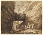 Travelers at the Rock Arch in the Uttewalder Grund, Johann Moritz Gottfried Jentzsch  German, Brown ink and wash on wove paper
