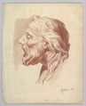 Head of a Bearded Old Man in Profile to the Right, Johann Evangelist Kastner  Austrian, Red chalk over black chalk [or graphite?]