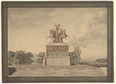 Design for a Monument of the Victory of Waterloo (recto); Portico with Corinthian Columns (verso), Leo von Klenze (German, Bockenem bei Hildesheim 1784–1864 Munich), Watercolor; framed by decorative border in black ink (recto); black pen and ink over graphite [erased] (verso)
