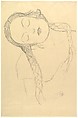 Half-figure of a Young Woman, Gustav Klimt Austrian, Graphite.