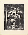 Stove in the El Station, Harold Anchel American, Lithograph