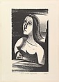 Girl with Cigarette, Abe Ajay American, Lithograph
