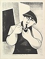 Workman Lighting his Pipe, Abe Ajay American, Lithograph