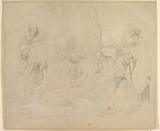 The Lamentation, Johann Friedrich Overbeck  German, Graphite partly worked over with pen and black ink and heightened with white; graphite framing line