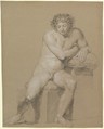 Study of a Seated Male Nude, Philipp Otto Runge German, Black and white chalk