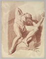Reclining Male Nude, Jakob Matthias Schmutzer  Austrian, Red chalk