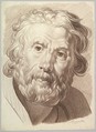 Head of Bearded Old Man, Jakob Matthias Schmutzer  Austrian, Brown chalk