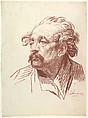 Head of a Man with a Moustache Looking Left, Jakob Matthias Schmutzer  Austrian, Red chalk