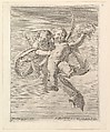 Groupe de deux angelots (l'un regardant de face et l'autre vers la gauche), Jean Morin  French, Etching