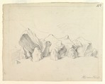 A Prehistoric Stone Circle on a Mound, an Extensive Landscape Beyond, Johann Heinrich Wilhelm Tischbein German, Black chalk or graphite; framing lines in black chalk or graphite