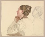 Studies of a Woman Praying, Ludwig Emil Grimm German, Graphite and watercolor