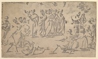 The death of Ananias surrounded by Apostles, Ugo da Carpi  Italian, Woodcut, key block