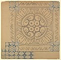 Design for Ornamented Tile, Carl Faber, Stuttgart (?) German, Pen and black ink with wash, gouache, and graphite underdrawing