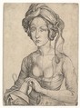 A Foolish Virgin in Half-Figure, Martin Schongauer  German, Engraving