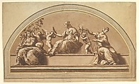 The Three Virtues (after Raphael), Jan de Bisschop Dutch, Pen and brown ink, brush and brown wash, over black chalk