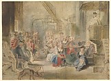 A Sermon in a Village Church, Peter Paul Rubens (Flemish, Siegen 1577–1640 Antwerp), Black chalk, oil- and water-based paints