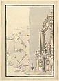 Half Ground Plan and Half Elevation of a Catafalque for Cosimo III dei Medici, Grand Duke of Tuscany (1642–1723), Giuseppe Galli Bibiena (Workshop of ?) Italian, Pen and brown ink, brush and gray wash