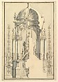 Elevation and Section of the Catafalque for Anna Cristina, Wife of Carlo Emanuele III of Savoy, Giuseppe Galli Bibiena  Italian, Pen and brown ink, brush and gray wash