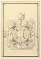 Ground Plan for a Catafalque for Leopold, Duke of Lorraine (d. 1729), Giuseppe Galli Bibiena Italian, Pen, brown ink and brown and gray washes