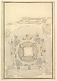 Ground Plan of the Catafalque for Anna Cristina, Wife of Carlo Emanuele II of Savoy, Giuseppe Galli Bibiena  Italian, Pen and brown ink, brush and gray wash