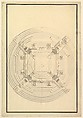 Ground Plan for a Catafalque for a Duchess of Hanover, probably Sophia (1630–1714), the mother of George I of England, Giuseppe Galli Bibiena Italian, Pen and brown ink, brush and gray wash