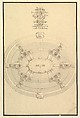 Ground Plan for a Catafalque for Eleonora Magdalena Theresa (1655–1720), Giuseppe Galli Bibiena Italian, Pen, brown ink and gray wash
