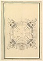 Ground Plan for a Catafalque for Frederick Augustus I, King of Poland and Elector of Saxony (1694–1733), Giuseppe Galli Bibiena  Italian, Pen and brown ink, brush and gray wash, over black chalk