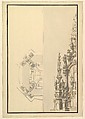 Half Plan and Half Elevation for a Catafalque with Royal Crown Surmounting the Casket, Giuseppe Galli Bibiena  Italian, Pen, brown ink and gray wash
