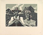 Tenant Farmers, Lou Barlow  American, Color wood engraving