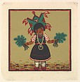 Little Corn Dancer, Herman Bacharach American, Color Linocut