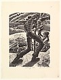 Cutting Ice, Lou Barlow  American, Wood engraving