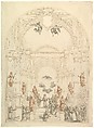 Design for a Theatrum Sacrum, Giuseppe Galli Bibiena Italian, Pen and brown ink, brush and gray and rose wash, over black chalk