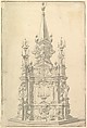 Elevation for a Catafalque Surmounted by an Obelisk, Giuseppe Galli Bibiena  Italian, Pen and gray ink, brush and gray wash