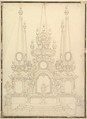 Elevation of a Catafalque: Four Large Obelisks at the Corners with Large one Surmounting the Top, Giuseppe Galli Bibiena  Italian, Pen and brown ink